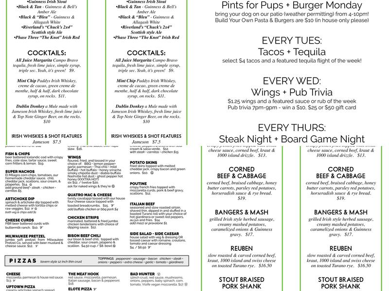 The Olympic Tavern Menu