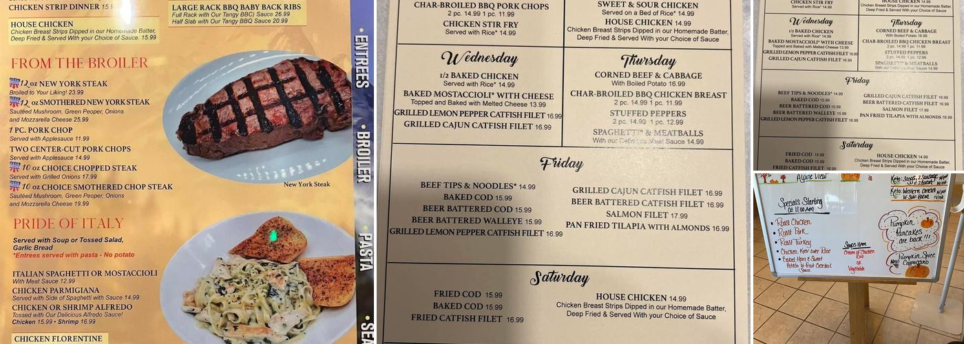 Alpine View Restaurant Menu