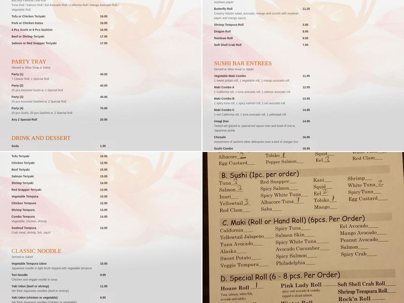 Kama Sushi Japanese Restaurant Menu