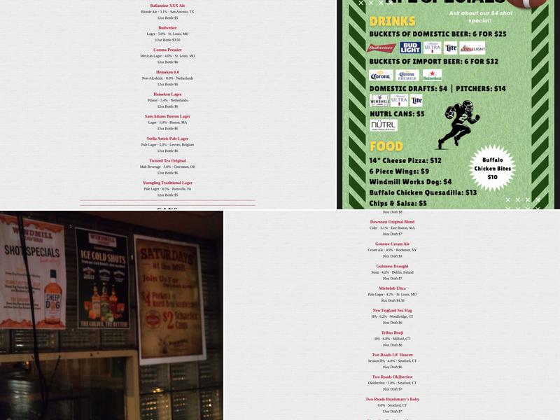 Windmill Tavern Menu