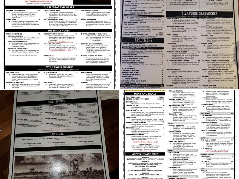 The Pump House Bar & Grill Menu