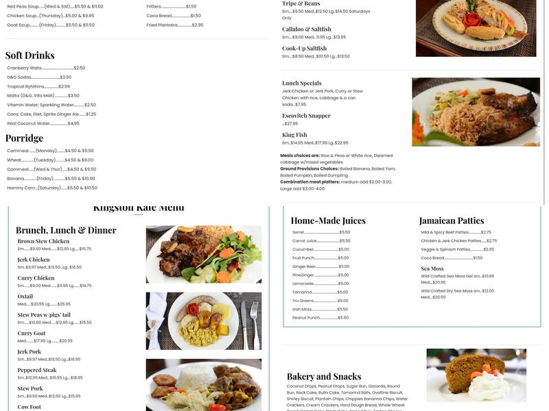 Kingston Kafe Menu