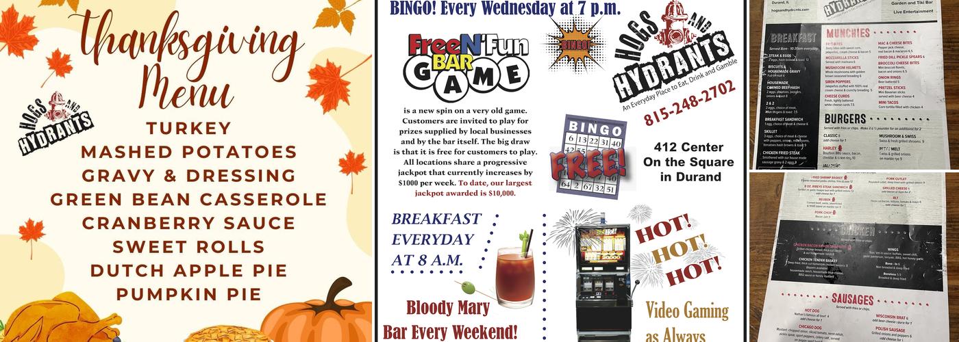 Hogs and Hydrants Menu