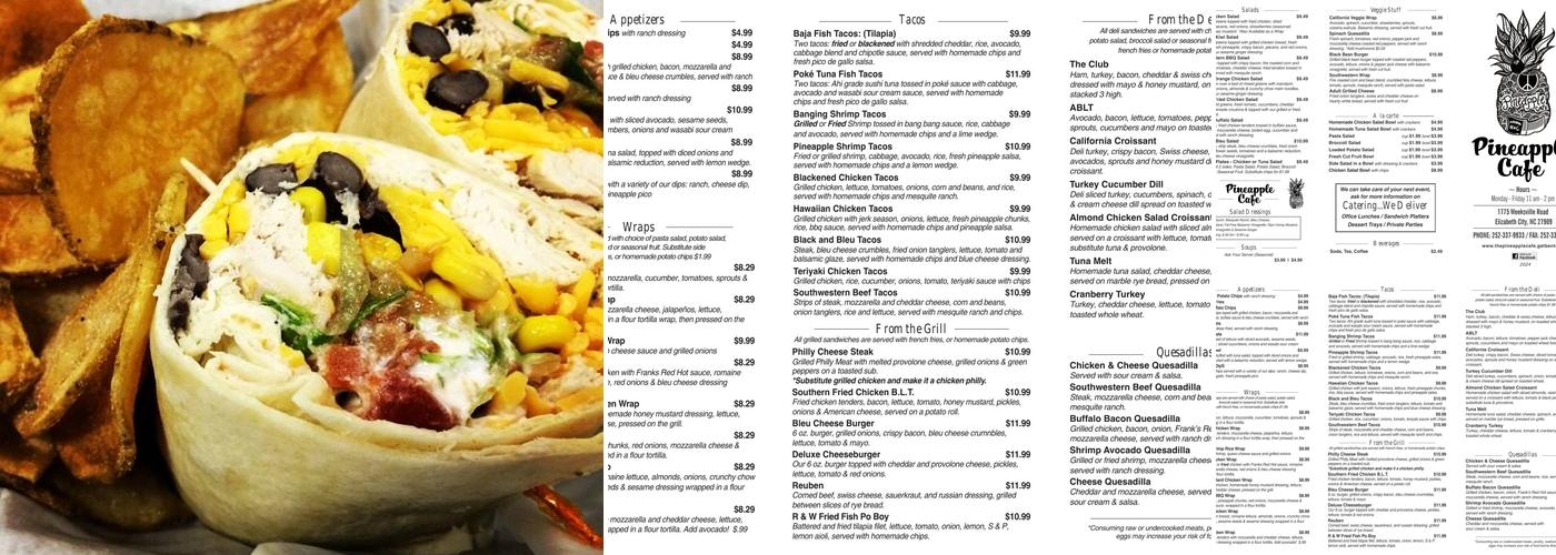 Pineapple Cafe Menu