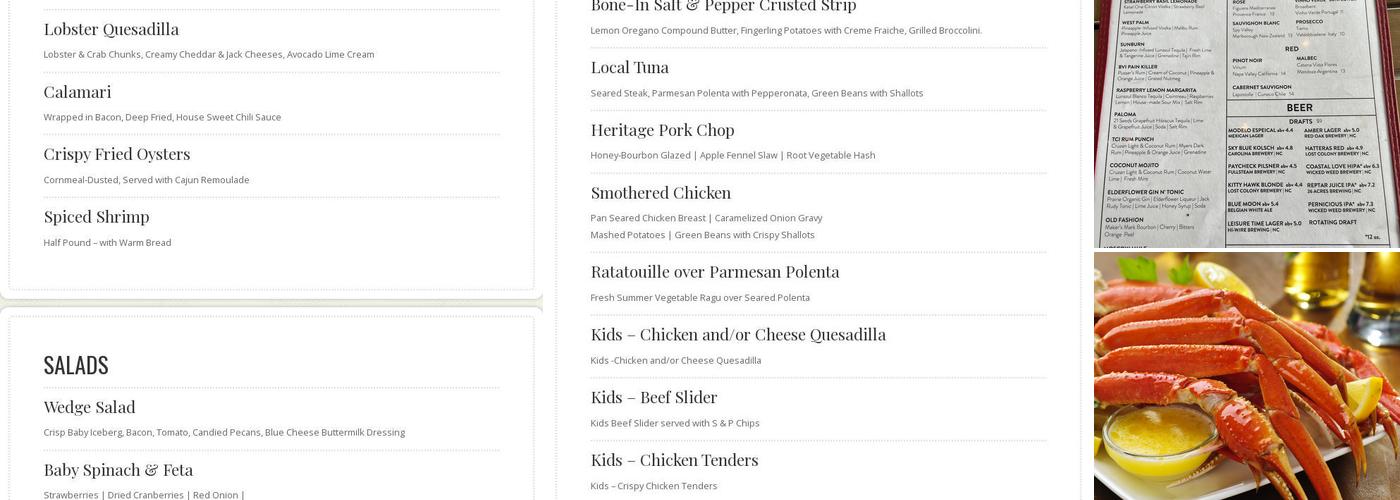 Upside Restaurant Menu