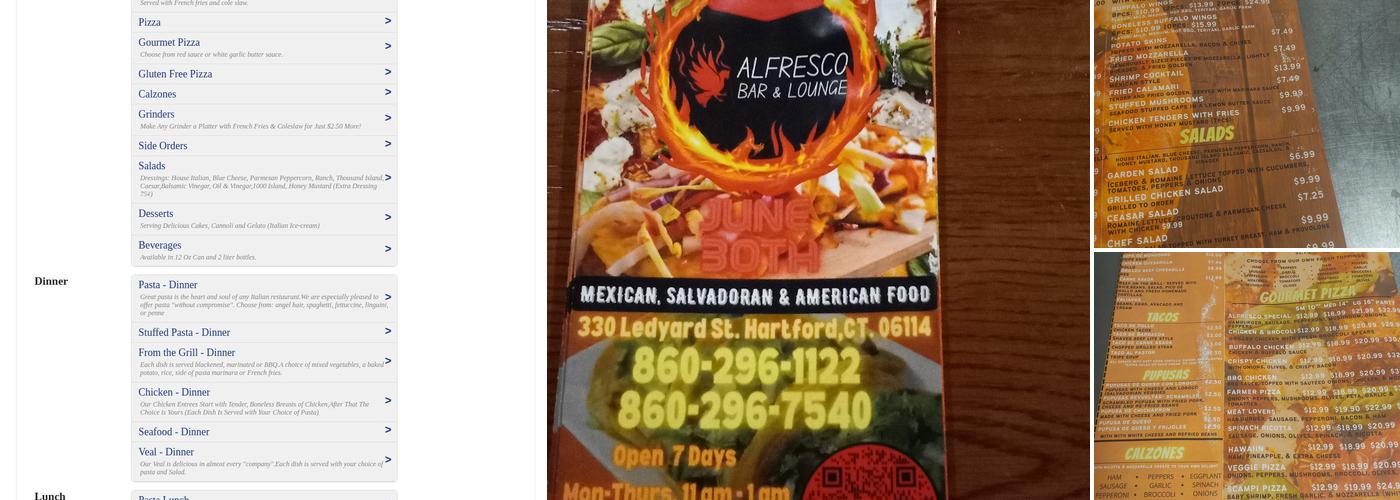 Al Fresco Bar & Lounge Menu