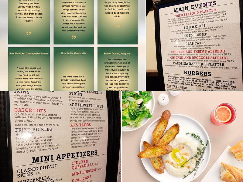 A J Gators Menu