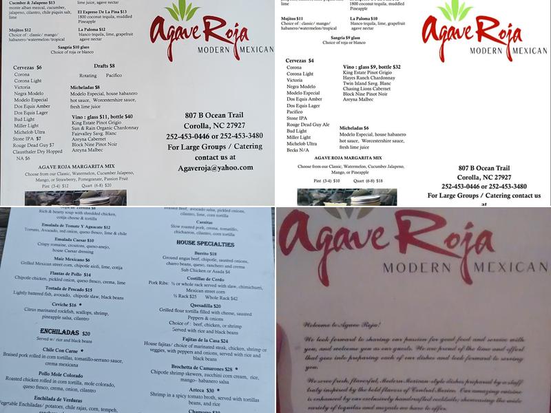 Agave Roja Menu