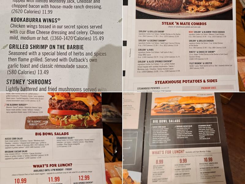 Outback Steakhouse Menu