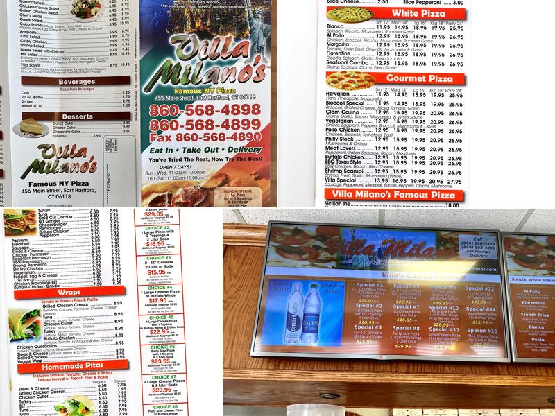Villa Milano's Pizza Menu