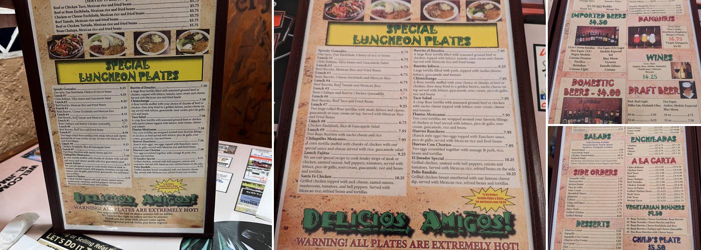 El Jimador Mexican Restaurant Menu