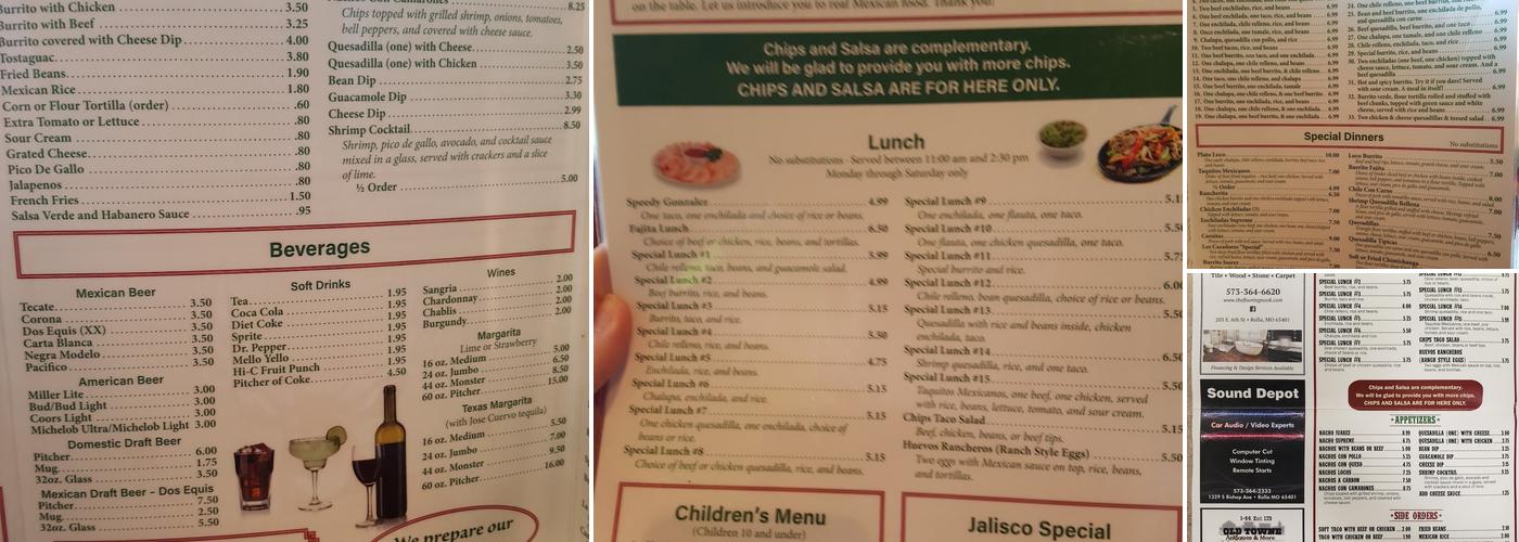 Los Cazadores Menu