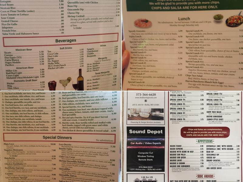 Los Cazadores Menu