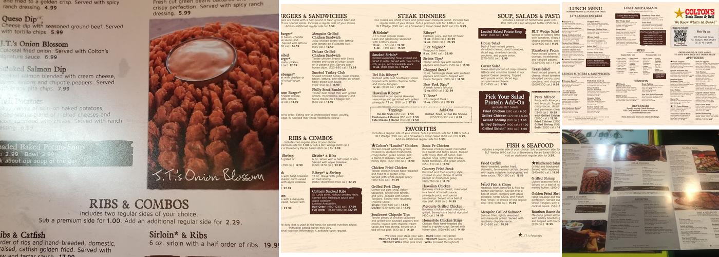 Colton's Steak House & Grill Menu