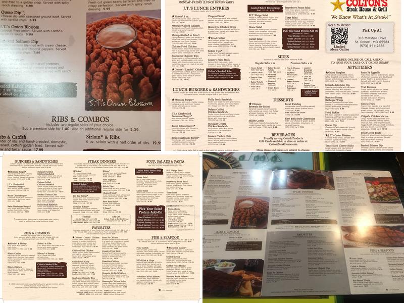 Colton's Steak House & Grill Menu