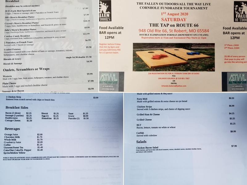 The TAP on Route 66 Menu