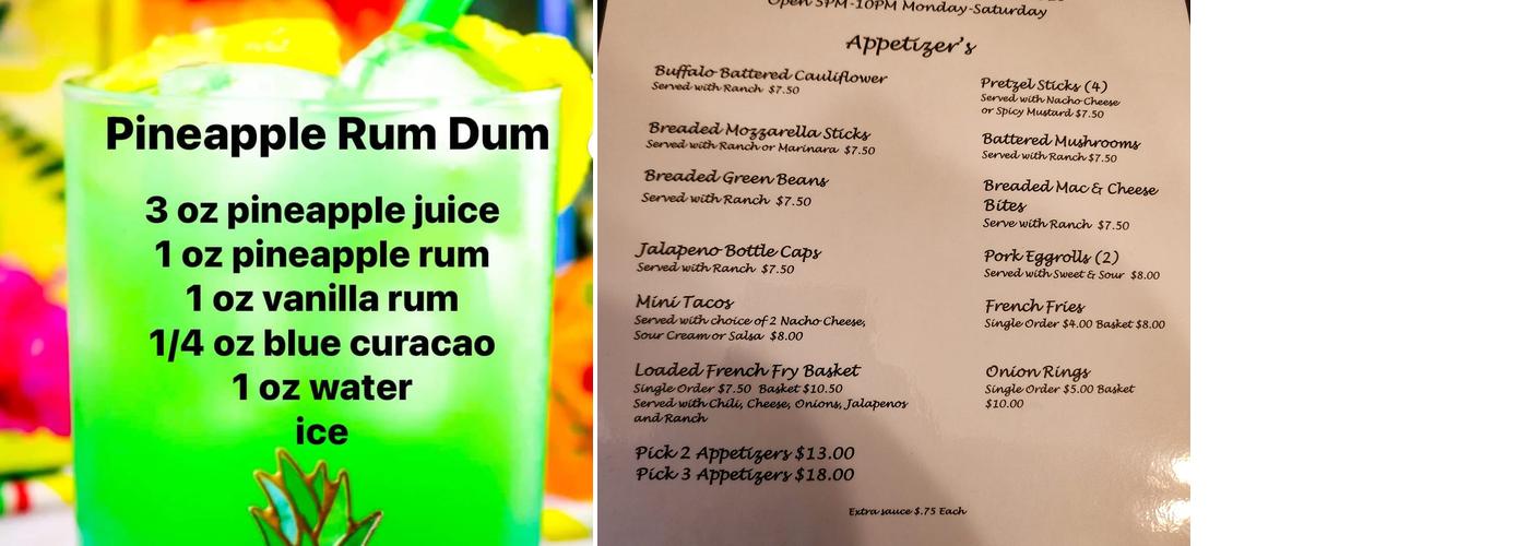 Whoa Nellie's Gravel Bar Menu