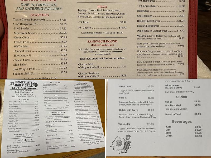 Homeplate Bar & Grill Menu