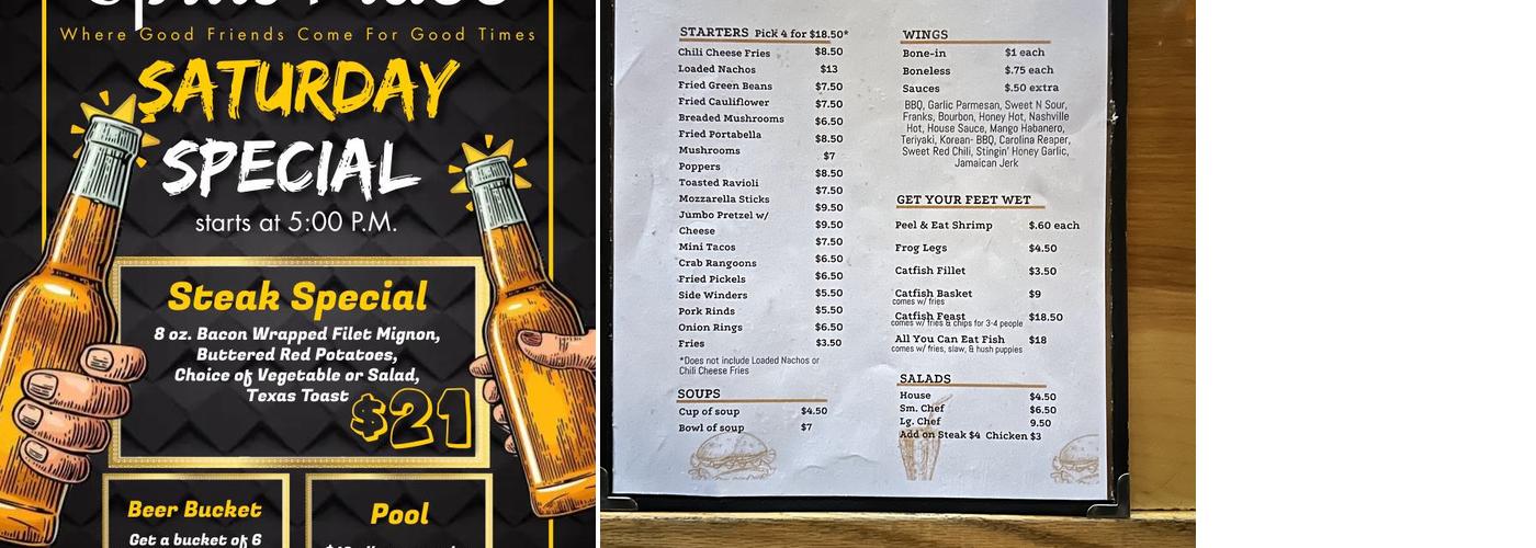 Sput's Place Bar And Grill Menu