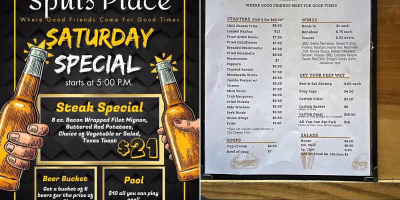 Sput's Place Bar And Grill Menu