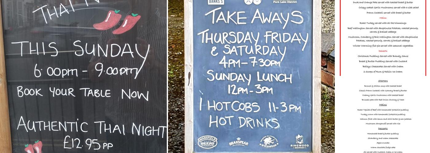 Ye Olde Red Lion Hotel Menu