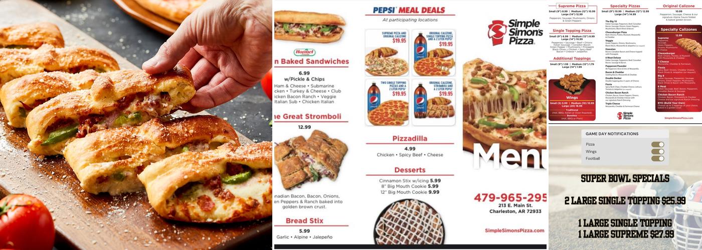 Simple Simon's Pizza Menu