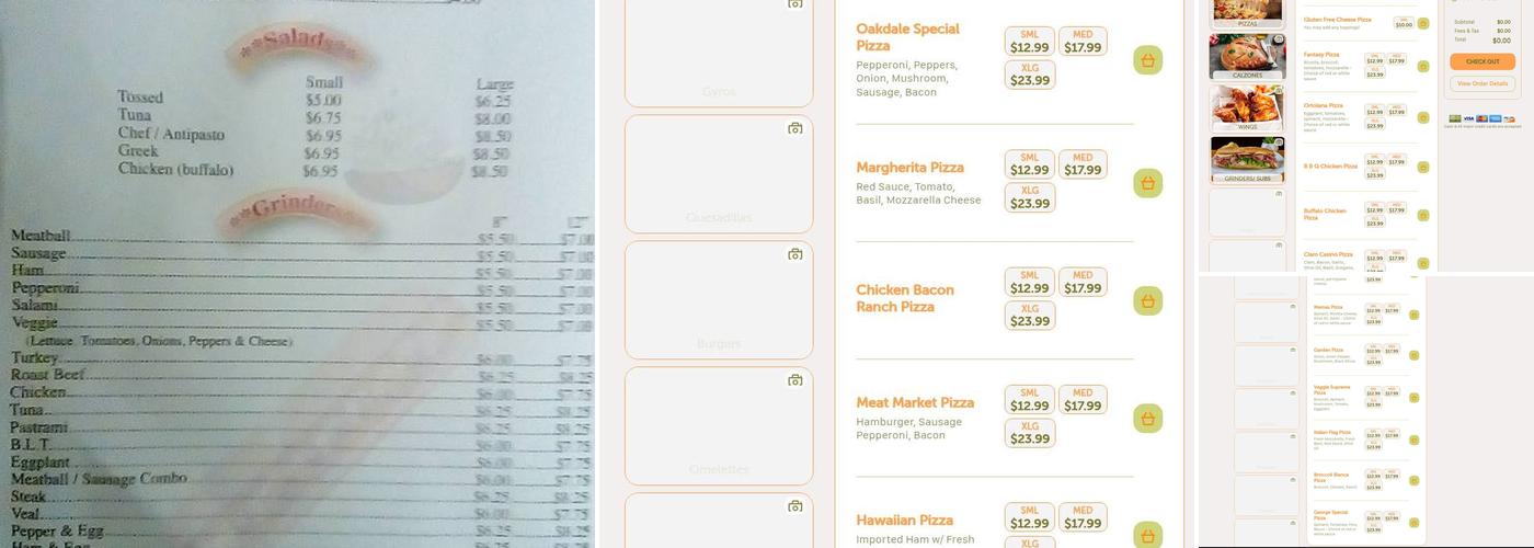 Oakdale Pizza Menu