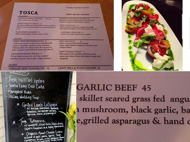 Tosca Restaurant Menu