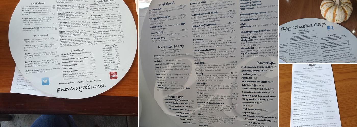 Eggsclusive Cafe Menu