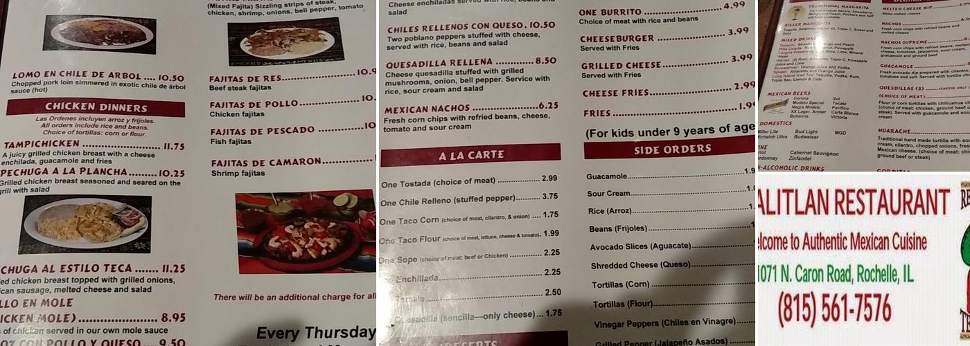 Tecalitlan Restaurant Menu