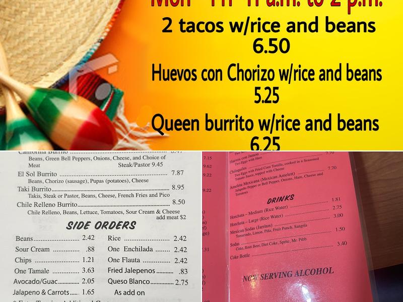 El Sol Menu
