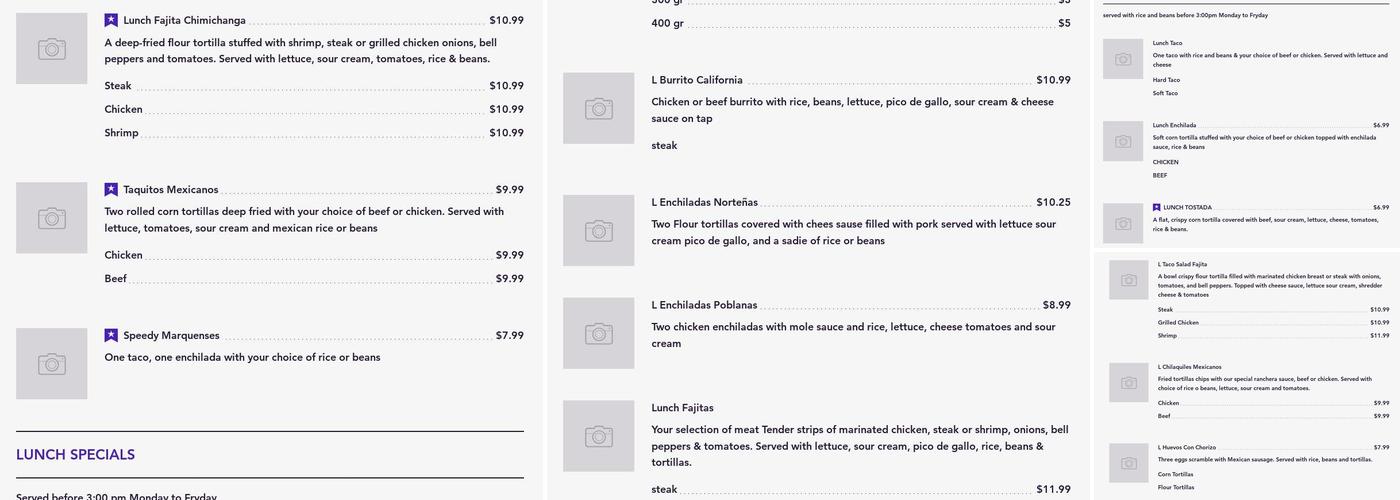 MARQUENSES MEXICAN GRILL Menu