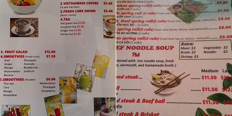 Phở 99 Menu