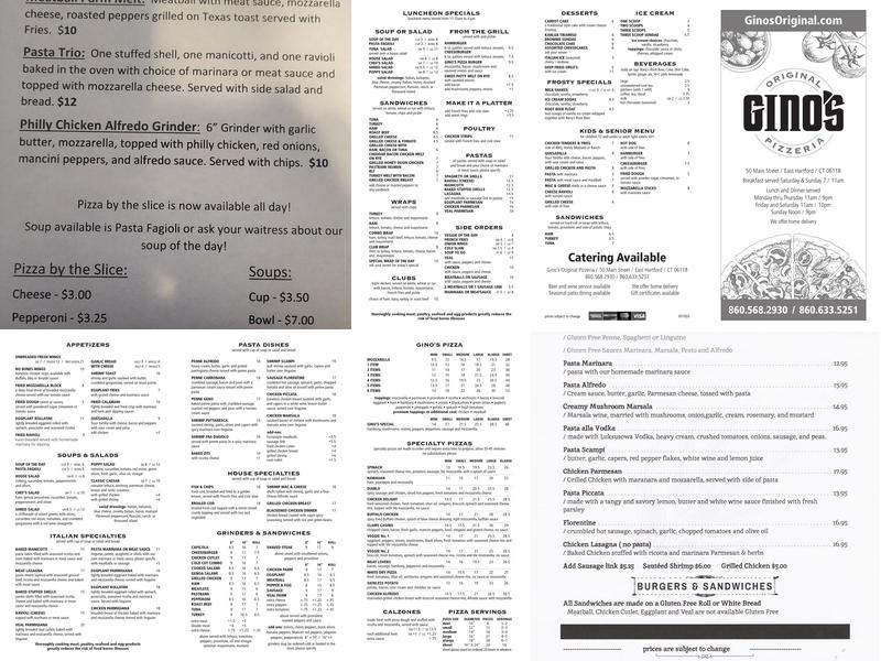 Gino's Original Pizzeria Menu