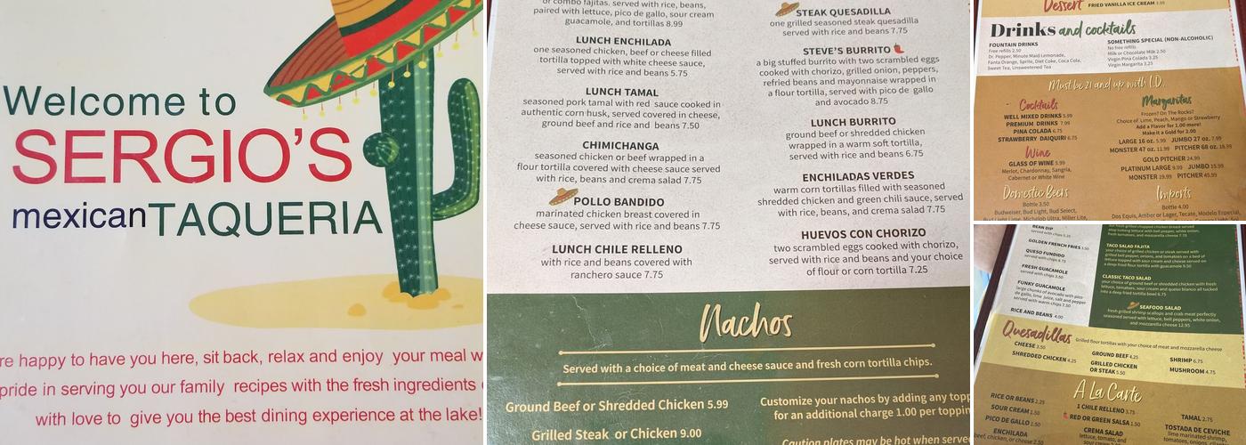 Sergio's Taqueria Menu