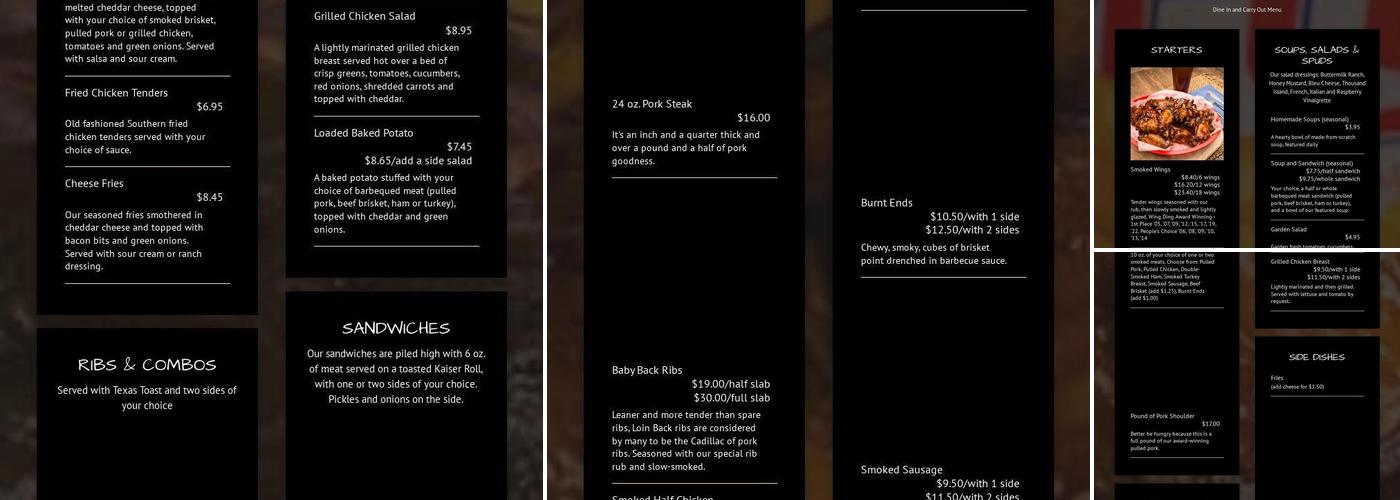 HalfSauced Barbeque Menu