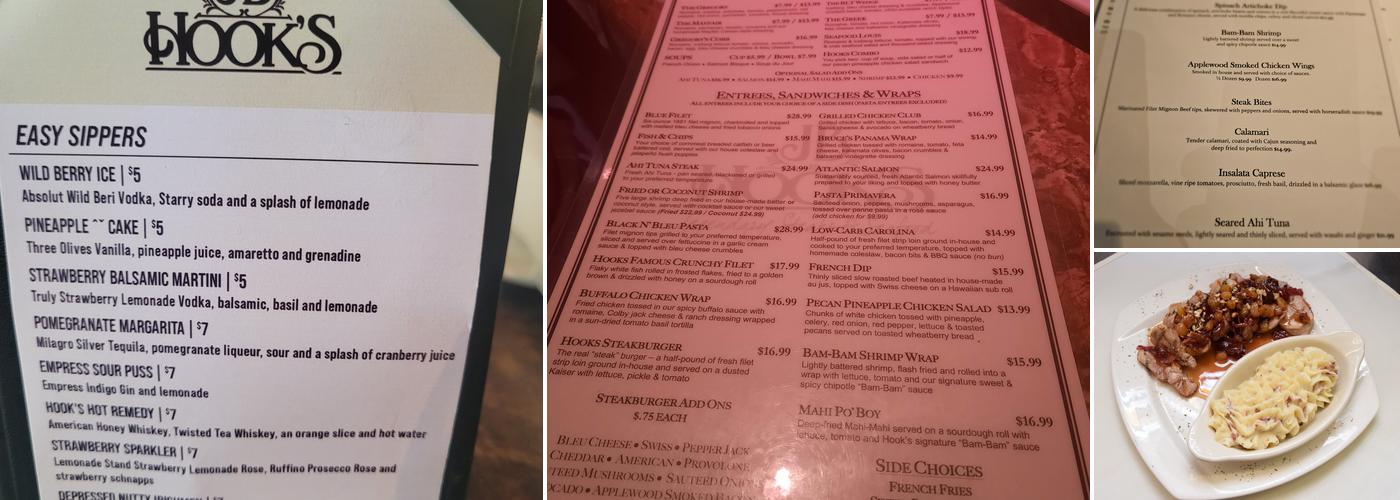 JB Hook's Menu
