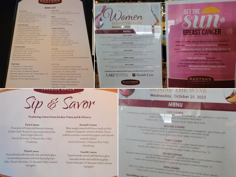 Baxter's Lakeside Grille Menu