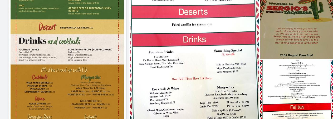 Sergio's Taqueria Menu