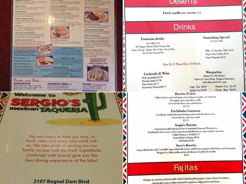 Sergio's Taqueria Menu