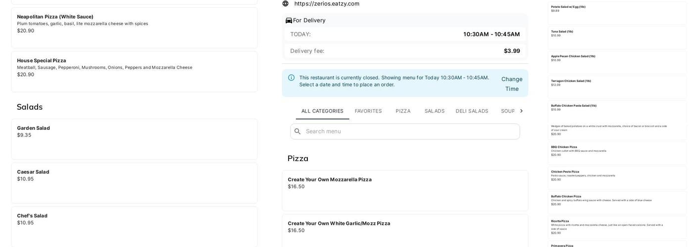 Zerio's Menu