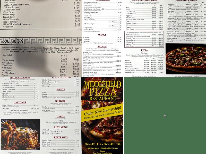 Middlefield Pizza & Restaurant Menu