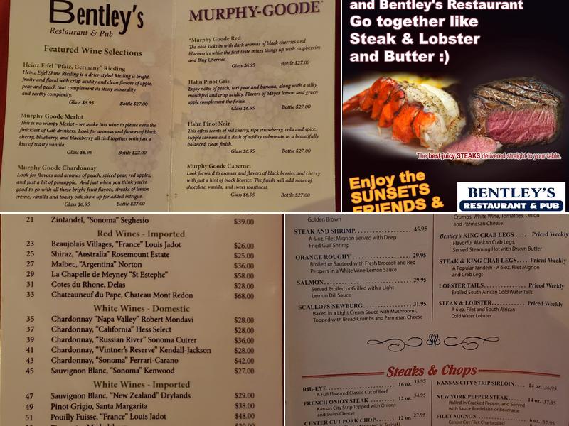 Bentley's Menu