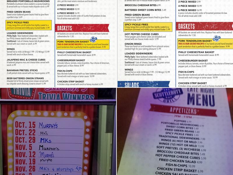 Scuttlebutt Bar and Grill Menu