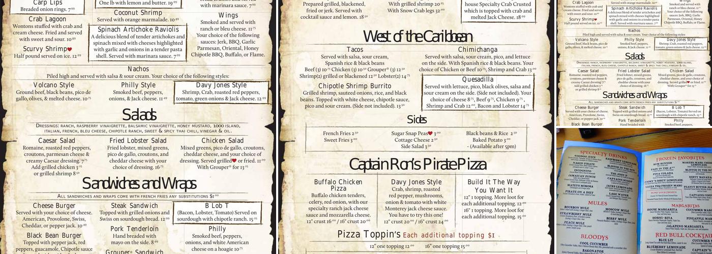Captain Ron's Bar & Grill Menu