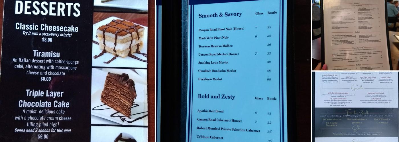 Tap and Grill Lakeside Brew Haus Menu