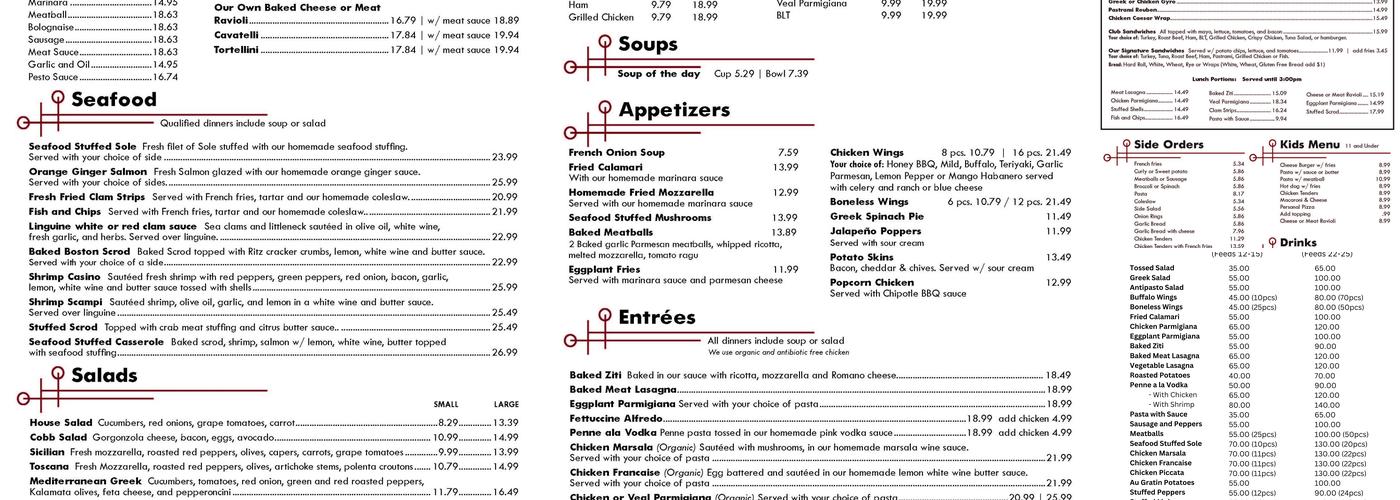 Marlborough Pizza & Restaurant Menu