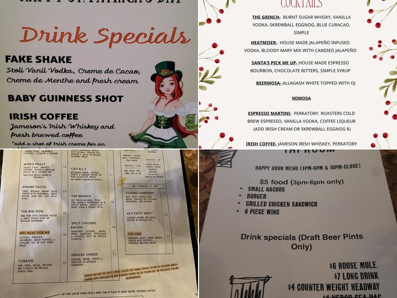 Eli Cannons Tap Room Menu