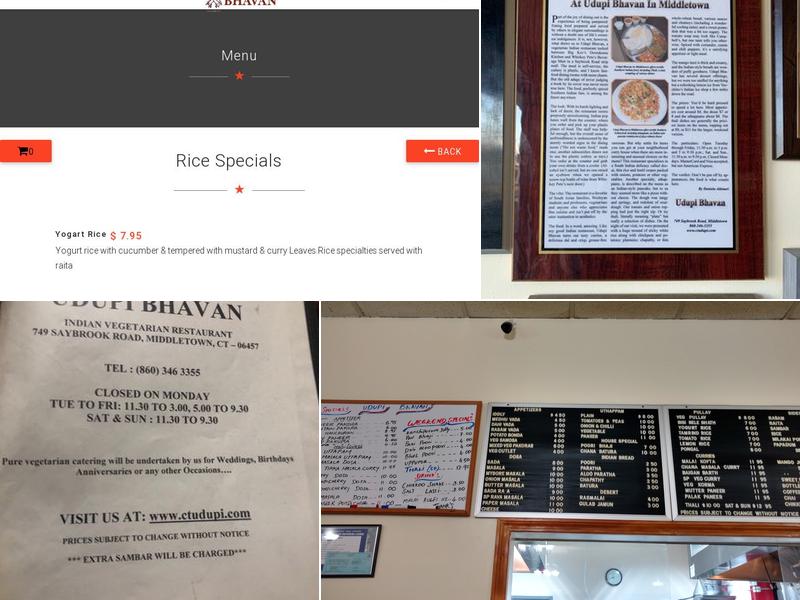 Udupi Bhavan Menu