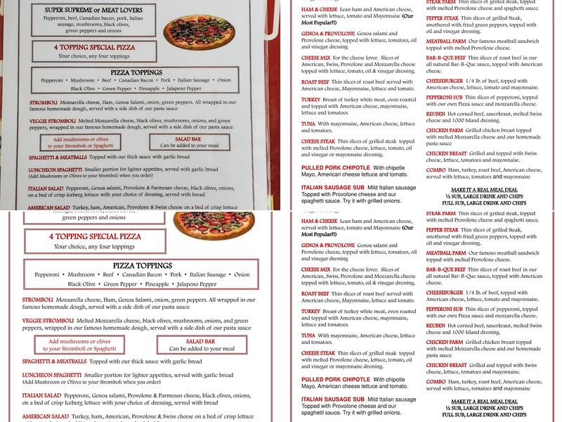 Cornerstone Subs & Pizza Menu